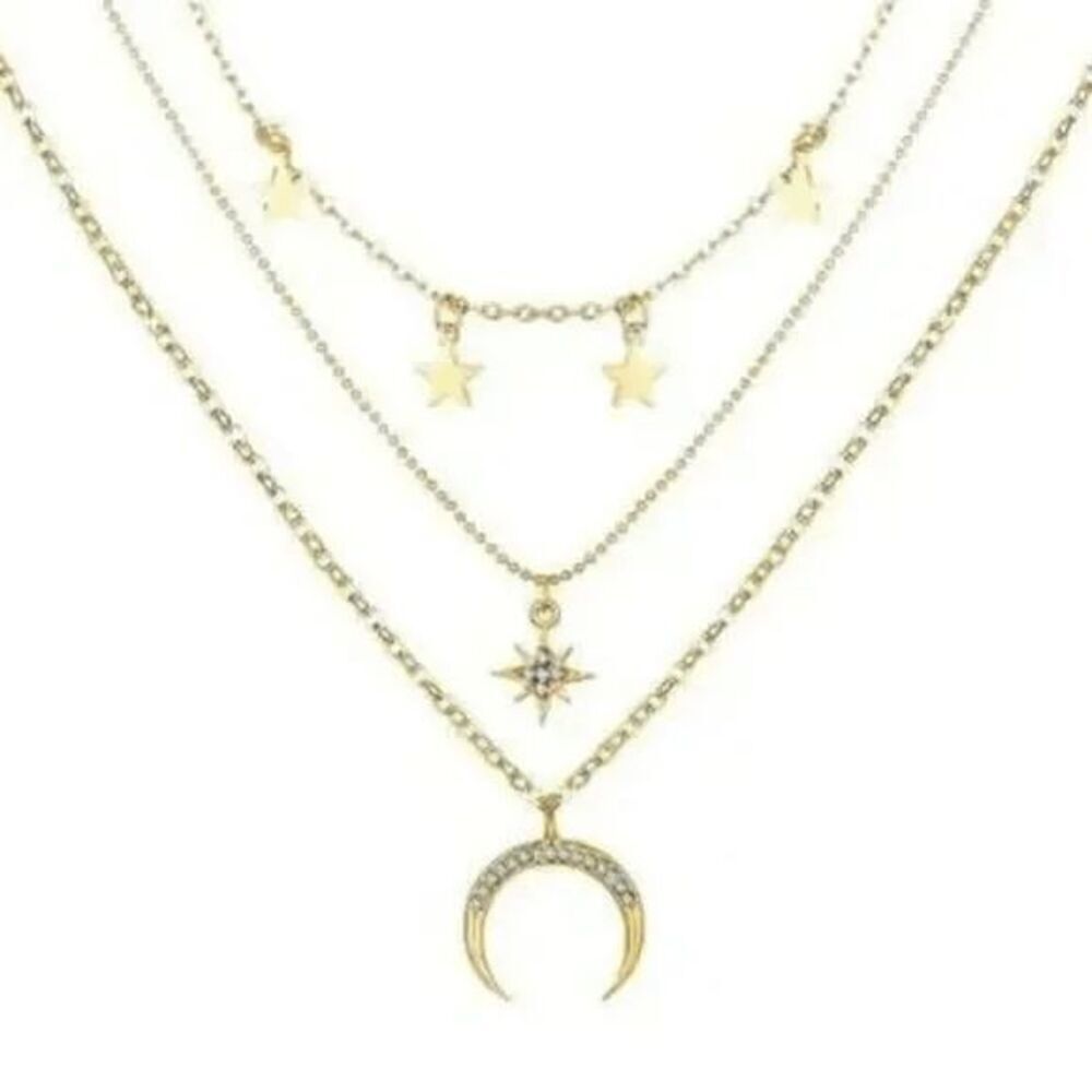 Moon Star Ladies Layered Necklace